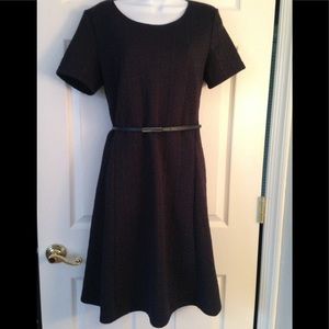 Nina Leonard Navy Jacquard Print Knit Dress
